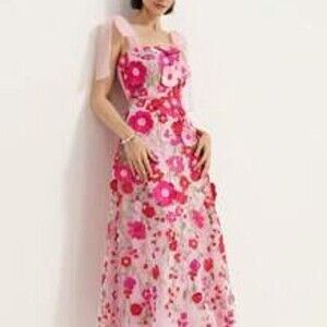 Aveloria Rosie Vestido de fiesta con tirantes de espagueti, aplicaciones floral…